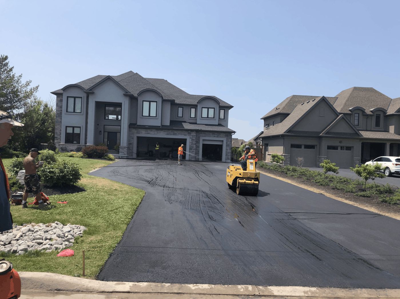 Rolling fresh asphalt